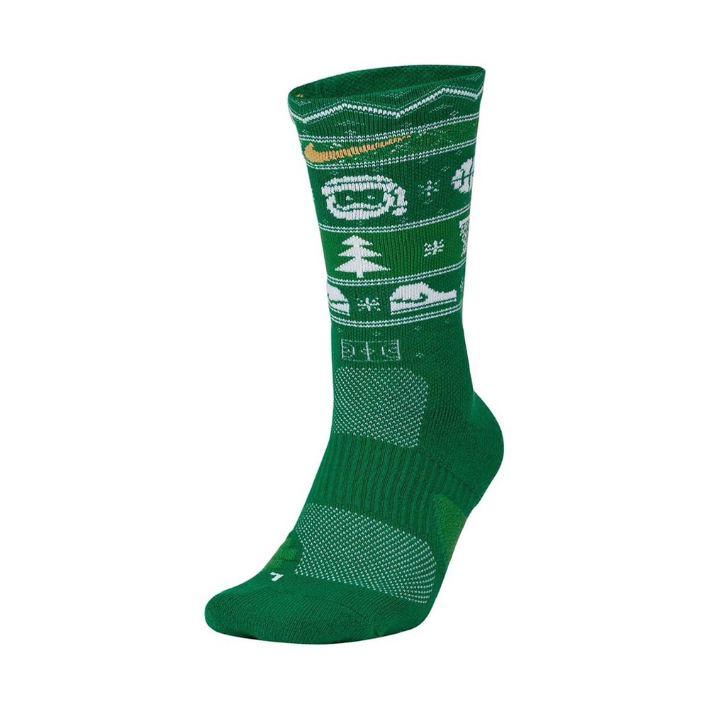 Nike Elite Green and White Santa NWT Basketball Crew Socks Size XL‎ Men 12-15